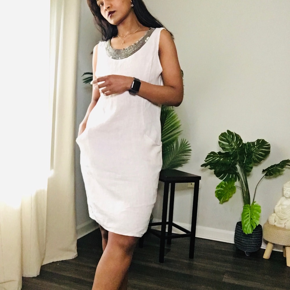 100% linen shift dress M